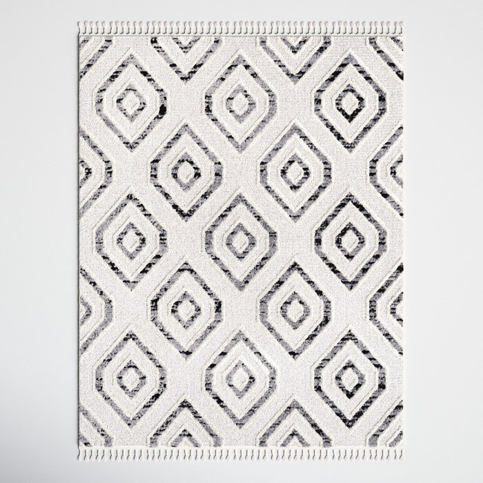 Foundstone™ Darian Performance Black/White Rug & Reviews Wayfair